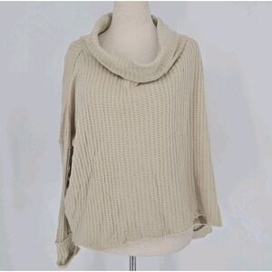 FREE PEOPLE Juicy Long Sleeve Mock Neck Asymmetrical Womens Cream Top Waffle S